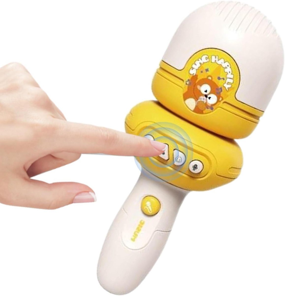 Kinder Karaoke Microfoon - Zing Microfoon Speelgoed - Muziek Leren - Stemvervorming Functie - 20 cm - Geel