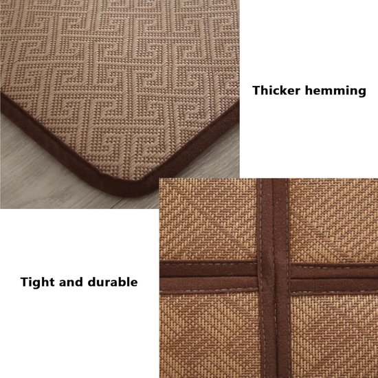 Rotan Vloermat - Japanse Tatami Mat - Zomerse Koelte - Ademend en Zweetabsorberend - 120x120cm (4 stuks) - Groen — afbeelding 3