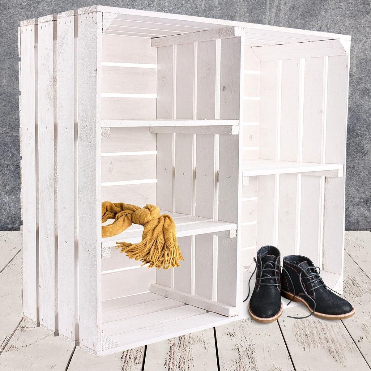 Houten Kist - Opbergbak - Decoratief Gebruik - Stabiele Constructie - 77x68x35cm - Wit