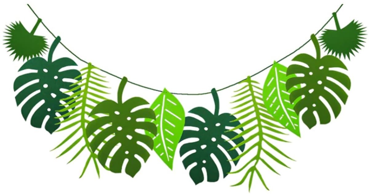 Dailygoody - Tropische Palmbladeren Banner - Jungle Thema Decoraties - Lengte 2,5 m - Fiesta Party Versiering - Ideaal voor Kinderfeesten