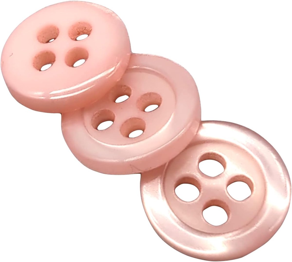 Naai Knopen Set - Parelmoer Look Polyester Knopen - 50 Stuks 10 mm - 4 Gaten Duurzaam Ontwerp - Voor Overhemden Jassen en Babykleding - Roze Tint