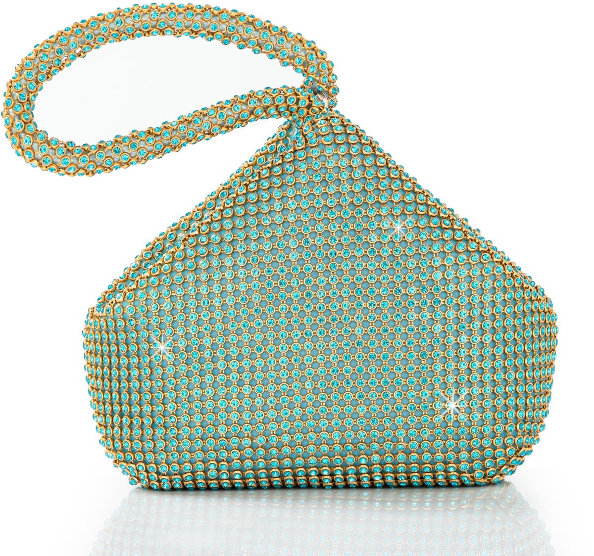 Dailygoody - OmGoods - Dailygoody - Clutch - Elegant - Turquoise - Handtas voor Feest - Met Strass - Geschikt voor Bruiloft - Retro Model