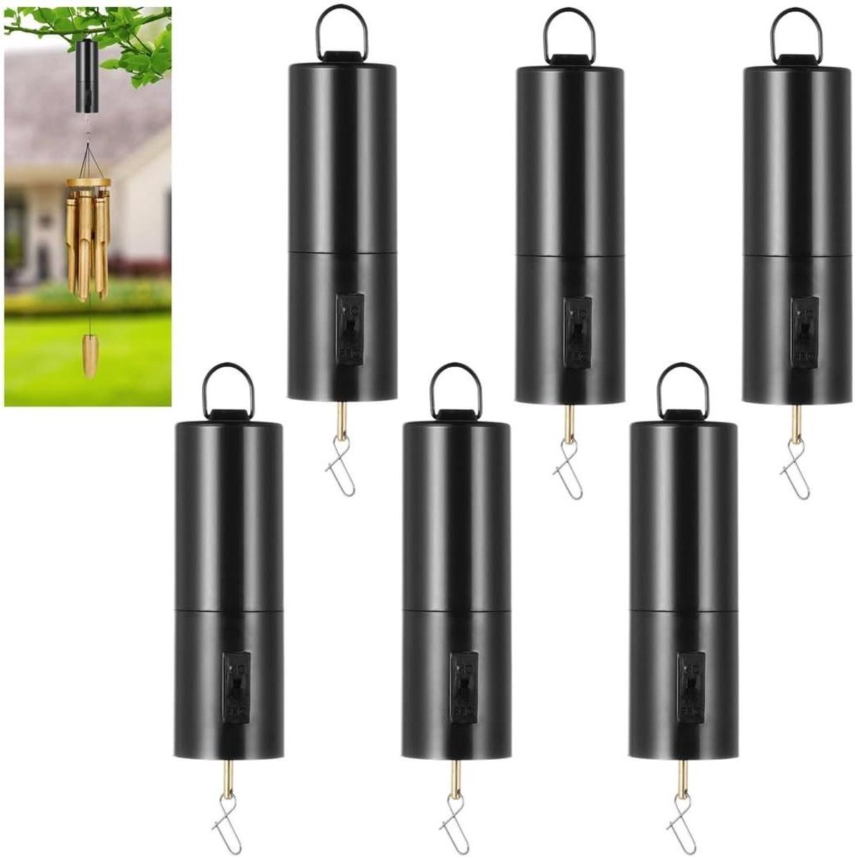 Windspin Motoren - Draaiende Motoren - Decoratie Ophangen - Batterijaangedreven - 6 stuks - Zwart
