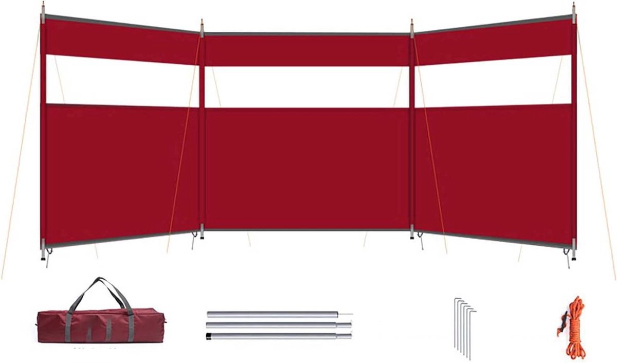 Windscherm 3 Panelen - Windvanger Tuin - Kamperen en Tuin - Extra Stabiele Constructie - 440 x 130 cm - Grijs