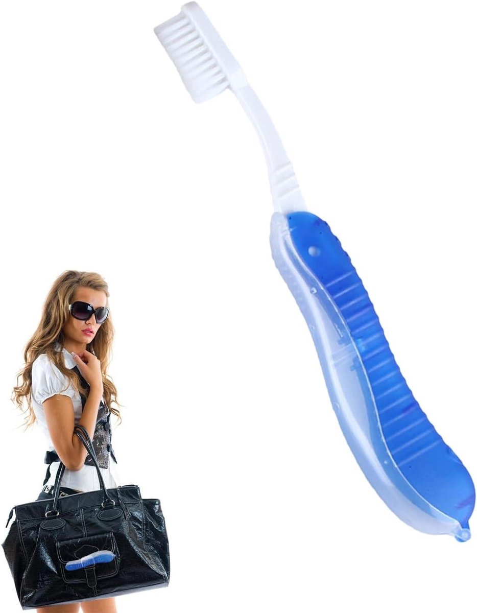 Opvouwbare Tandenborstel - Reis Tandenborstel - Mondverzorging Onderweg - Ergonomisch Ontwerp - 18.3 cm - Blauw