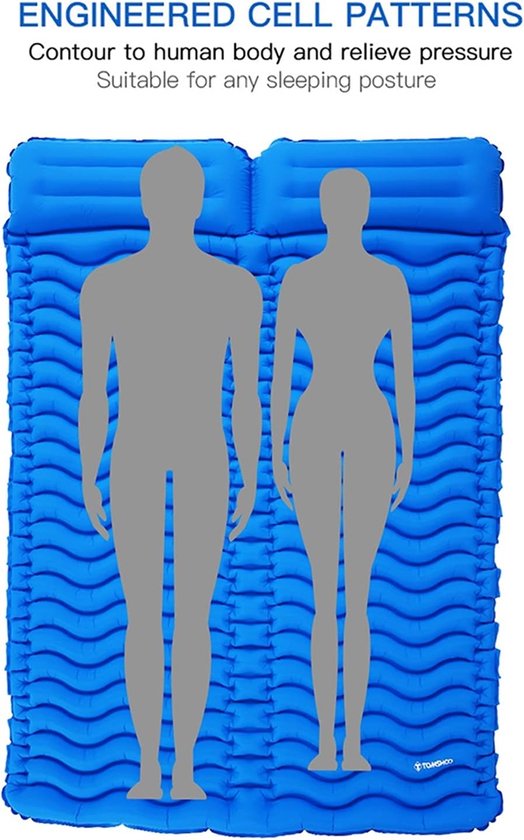 Kampeer Mat - Slaapmat Dubbel - Buiten Kamperen - Waterdicht Materiaal - 2 Persoons - Blauw — afbeelding 4