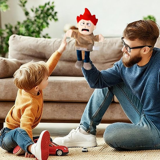 Handpop Pluche Dier - Interactief Speelgoed - Rollenspel Leren - Knuffelig Gevoel - 31 x 21 x 5 cm - Meerkleurig — afbeelding 2