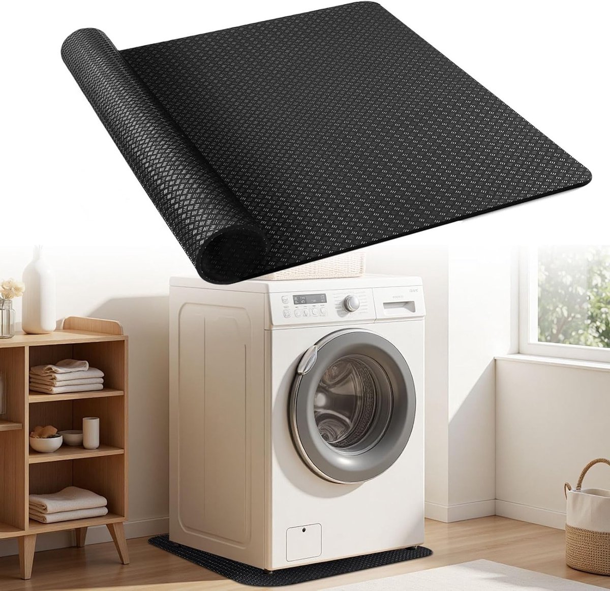 Anti-vibratie mat voor wasmachine en droger, 60 x 60 cm, silicone, niet-slip, vloerbescherming, geschikt voor koelkast en wijnkast