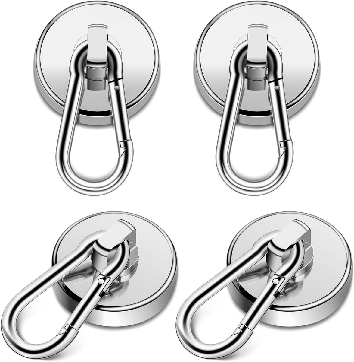 Set van 4 Sterke Neodymium Magnetische Haken met een Diameter van 32 mm en een Draagcapaciteit van 36 kg - 360 Graden Draaiend en Ideaal voor Thuis en Kantoorgebruik