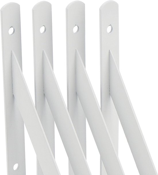 12 Stuks 6 Inch Witte Planksteunen, Metalen Driehoekige Beugels met Schroeven voor Wandplanken en Zwevende Planken, 90 Graden Hoek — afbeelding 2