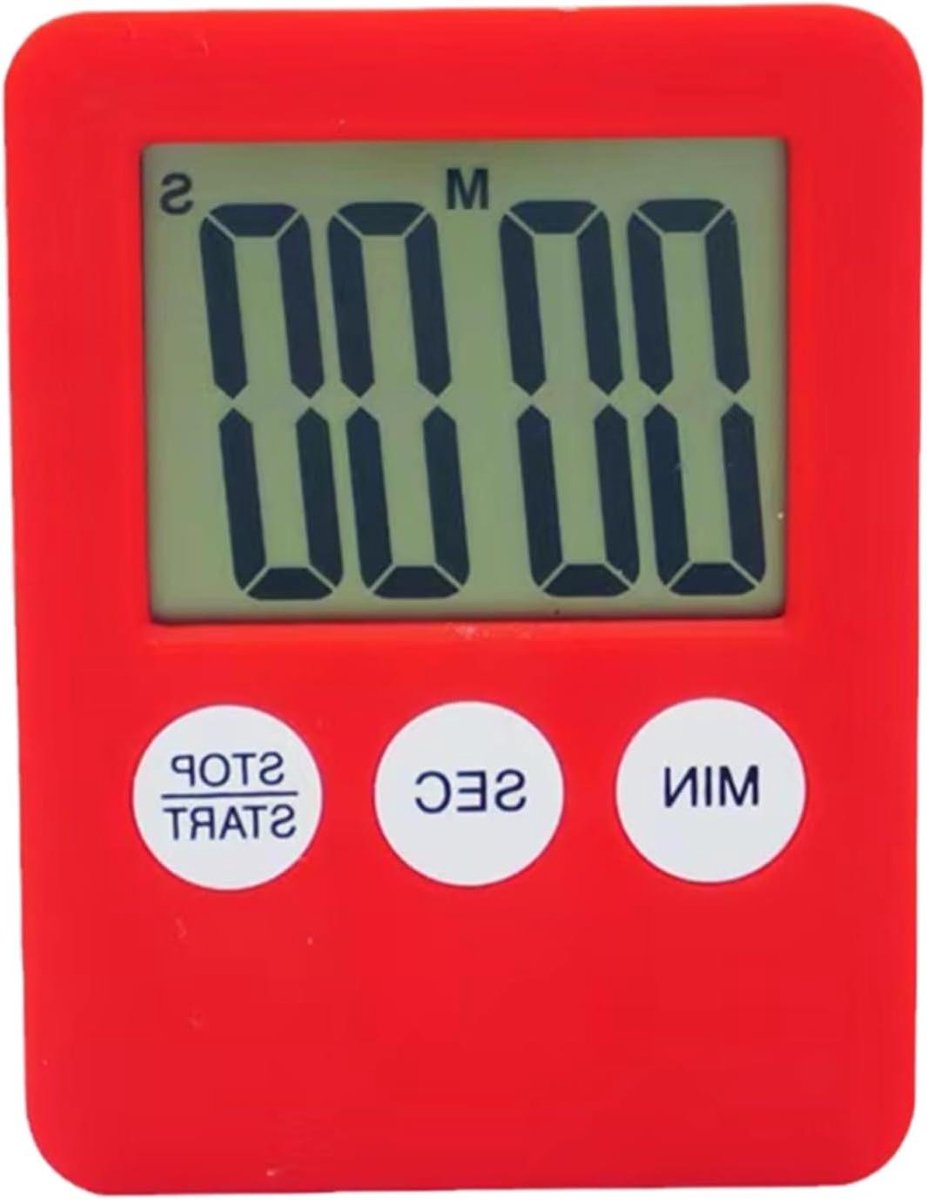 Magnetische Timer - Digitale Keukentimer - Koken en Bakken - Sterke Magneet - 6 x 2 cm - Rood