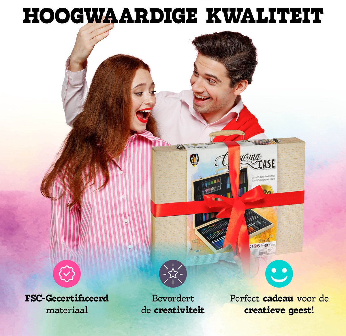Tekendoos voor Kinderen 180pcs - Kleurkoffer - Kleuren & Tekenen - Geschikt voor Kinderen en Volwassenen - Inclusief Stiften, Kleurpotloden, Verf, en meer — afbeelding 4