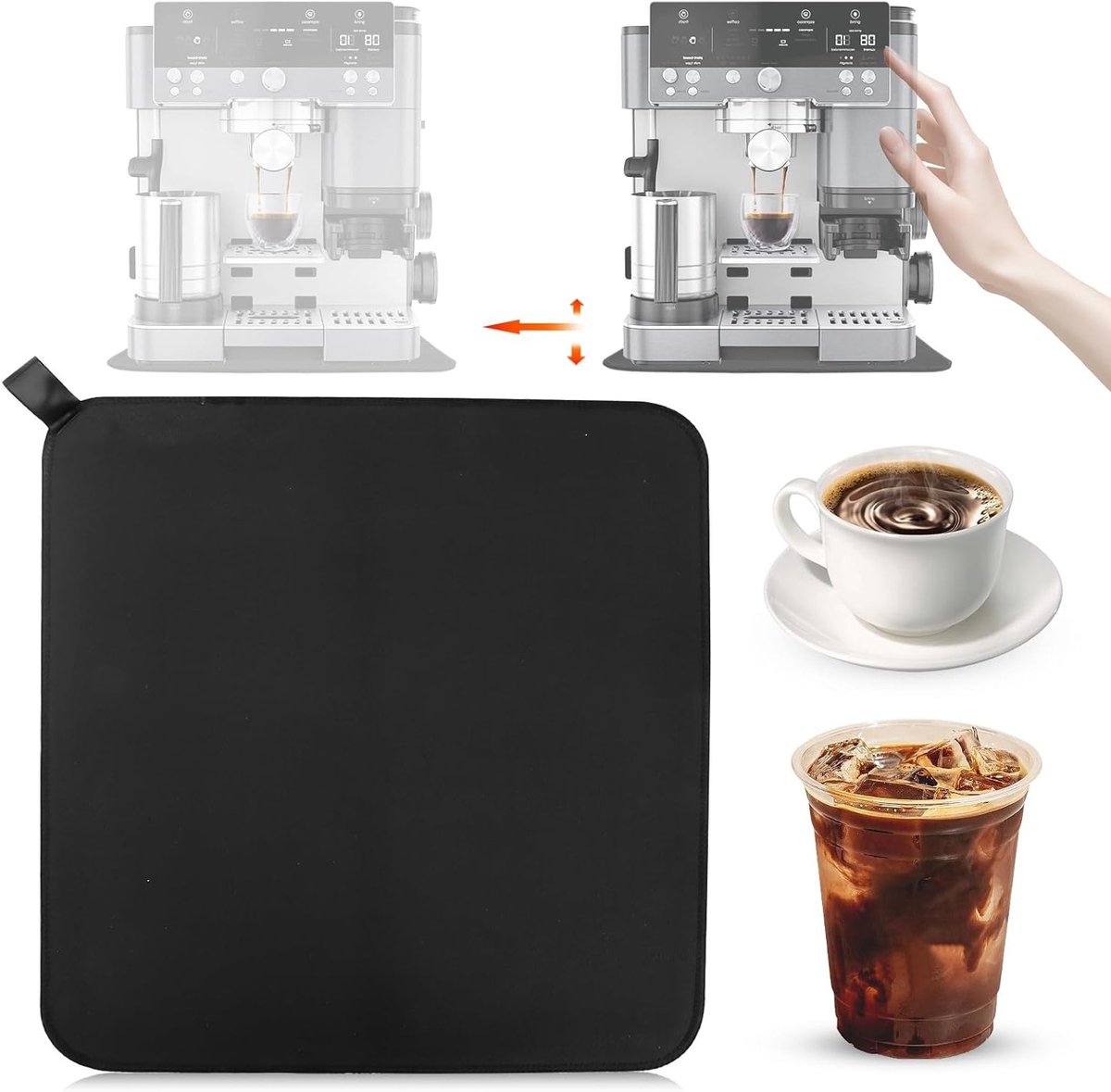 Automatische afvoermat 32 x 32 cm voor espressomachines, absorberende droogmat voor keuken en tafelgerei