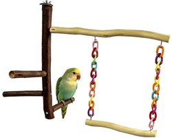 Vogelkooi Zitstok - Vogel speelgoed - Vogels trainen - Natuurlijk Hout - 31L x 13B x 5H cm - Niet gespecificeerd