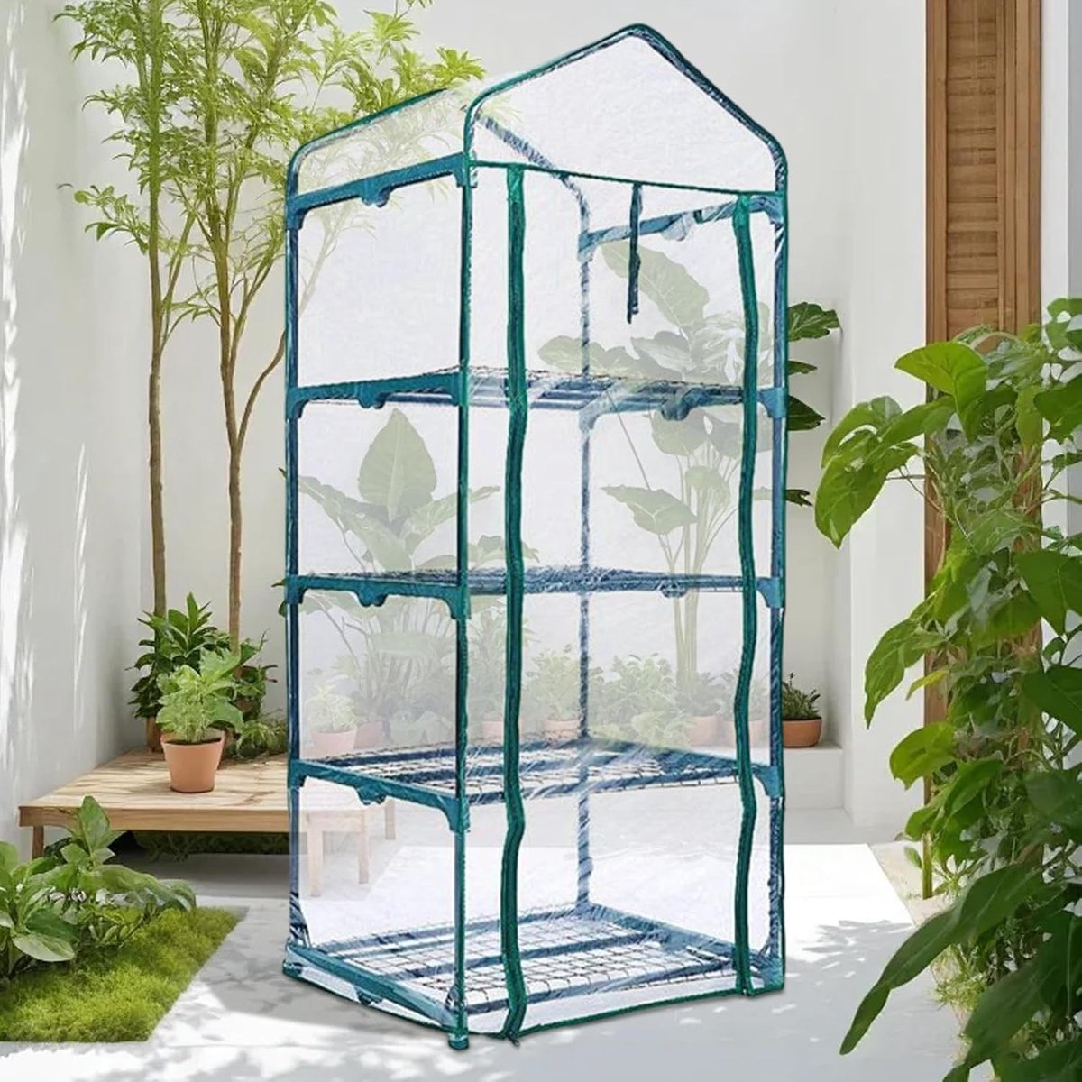 Vervangend Broeikasdeksel - Kasafdekking PVC - Planten Kweken - UV-bestendig Waterdicht - 158 x 68 x 49 cm - Transparant