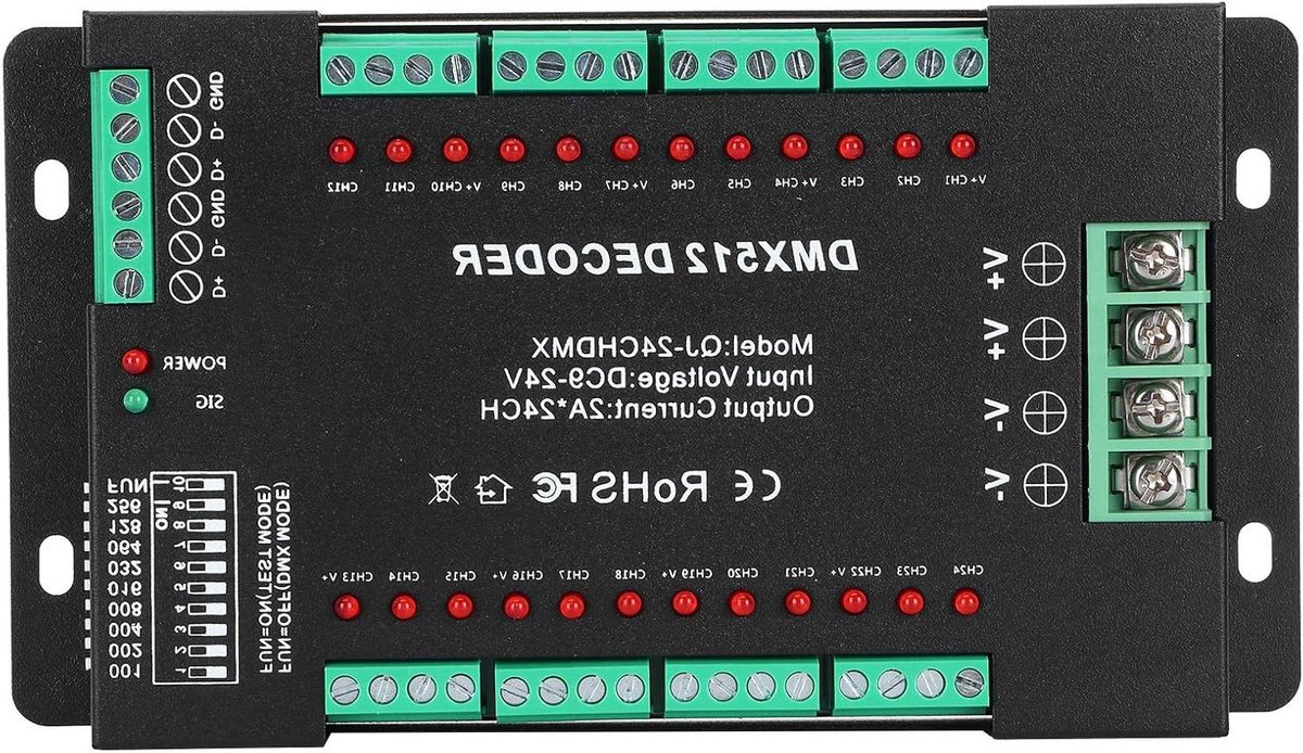 DMX512 Decoder Controller - LED Dimmer RGB - Lichtshows Sturen - 24 Kanalen 2A Per Kanaal