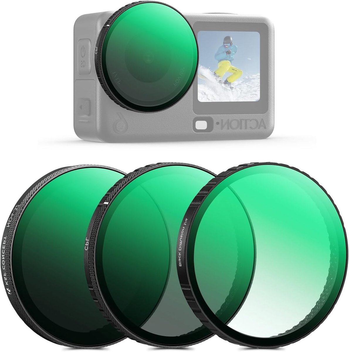 Thread Filters voor DJI OSMO ACTION 6, CPL+ND4-32 en Black Diffusion 1/4 - Professionele Fotografie Accessoires