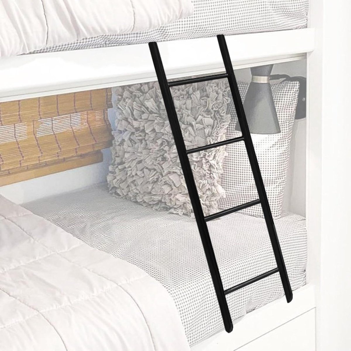 Stapelbed Ladder - Hoogslaper klimladder - Veilig Klimmen - Verstelbare Haakpositie - Tot 150 cm - Zwart