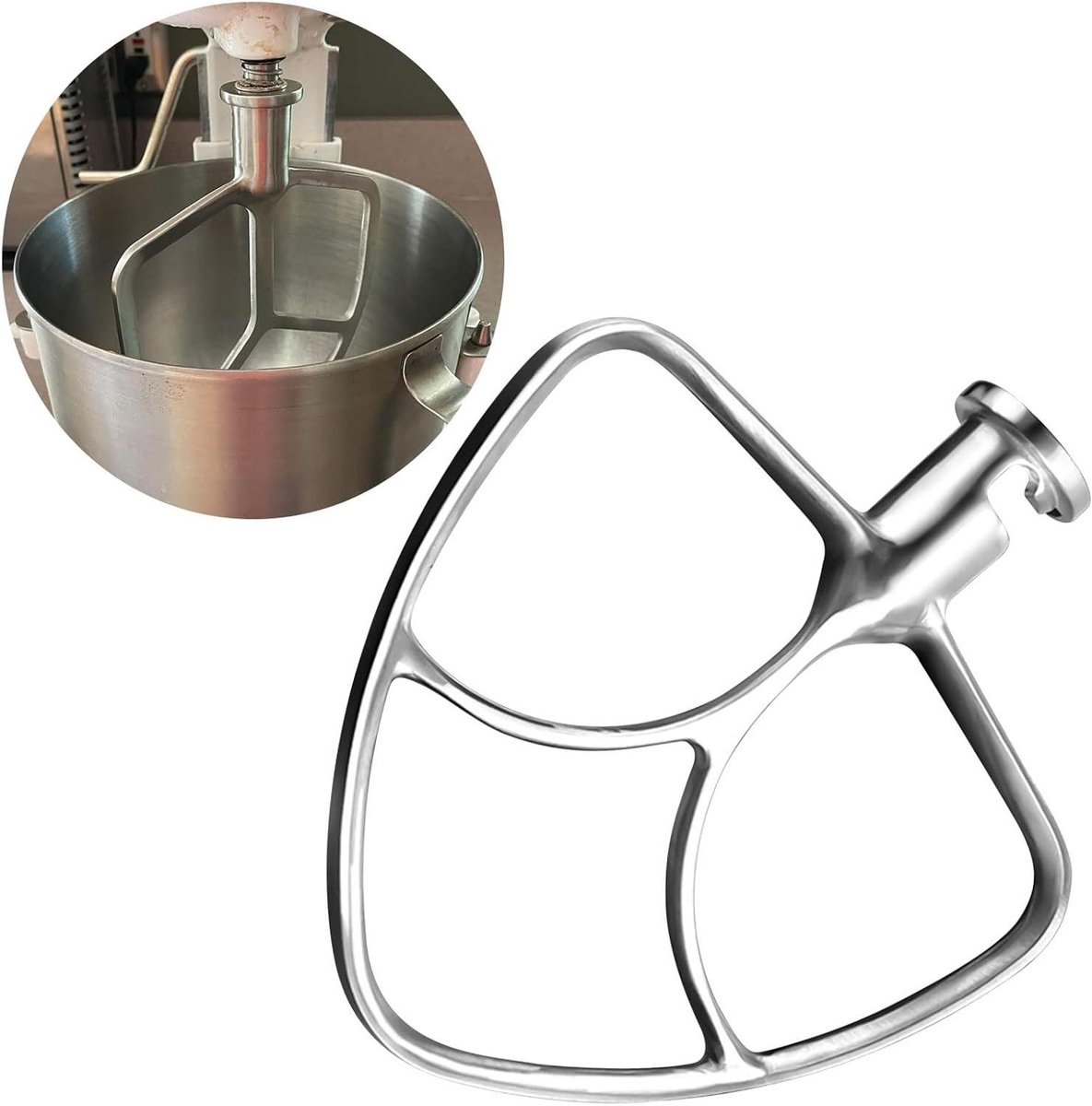 Platte klopper - Mixer accessoire - Thuis bakken - Roestvrij staal - 4.5-5QT - Zilverkleurig