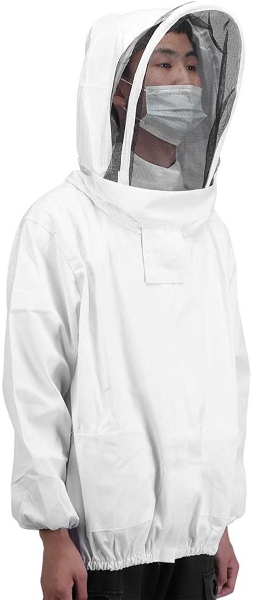 Bijensluierjas - Beschermende kleding - Imkeren - Geventileerde capuchon - Medium maat - Wit