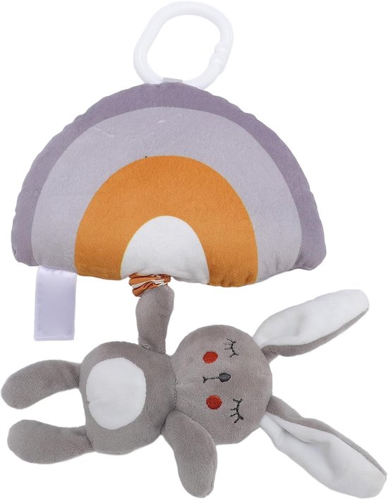 Pluche Hangend Speelgoed - Rammelaar Muziekdoos - Baby Entertainment - Zacht Pluche Materiaal - 23 x 20 x 4 cm — afbeelding 5