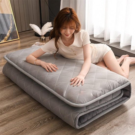 Opvouwbare Matras - Futon Matras Vloer - Comfortabel Slapen - Quilting Technologie - 10 cm dik - Grijs — afbeelding 4