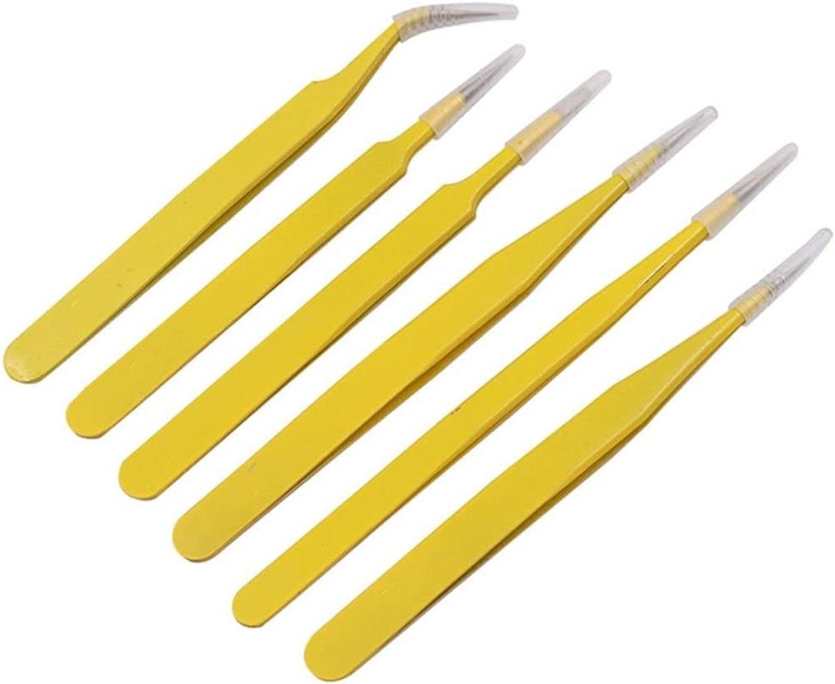 Pincet Set - Precisie Pincetten - Precisie Werk - Antistatisch Roestvrij Staal - 1 Set - Geel