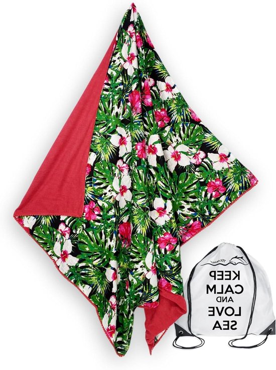 Strandlaken Kikoy - Stranddoek Strandmat - Ontspannen aan zee - Dubbelzijdig materiaal - 90 x 170 cm - Fuchsia