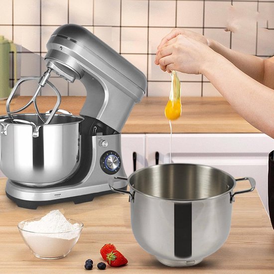 Keukenmixer - Deegmixer Bakmachine - Bakken en Koken - Krachtige 2000W Motor - 10L Kom - Zilver — afbeelding 2