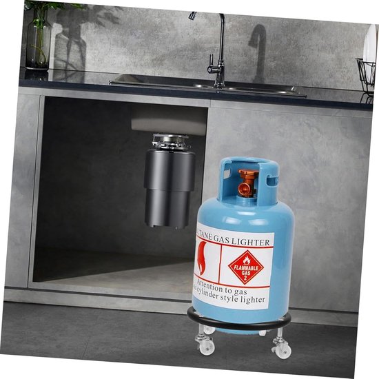 Gasfleshouder met Wielen - Cilinderbeugel Verplaatsbaar - Gasflessen Verplaatsen - Bodemplaat Katrolontwerp - 293 x 293 x 10 cm - Zwart — afbeelding 3