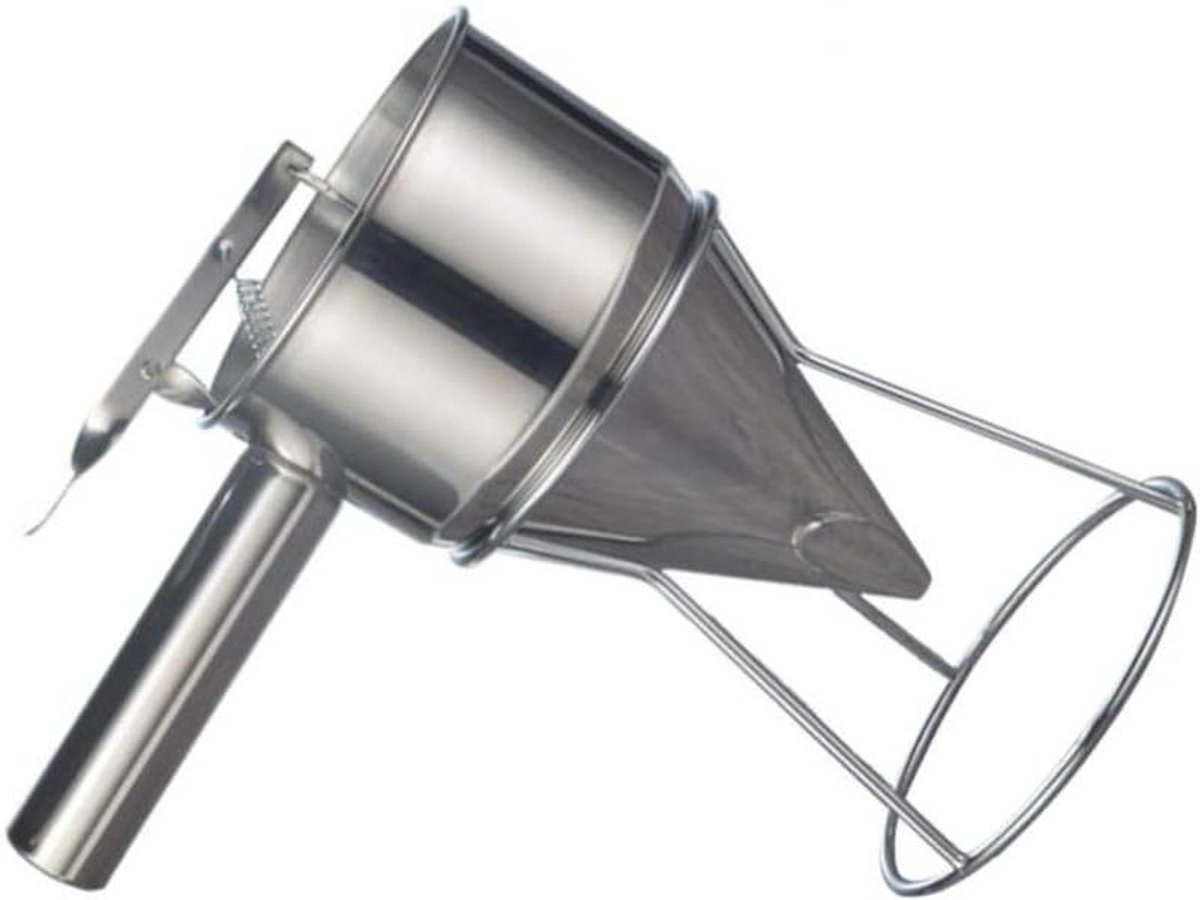 Beslag Trechter - Beslag Dispenser - Pannenkoeken Bakken - Met Houder - 25.5x13x27cm - Zilverkleurig
