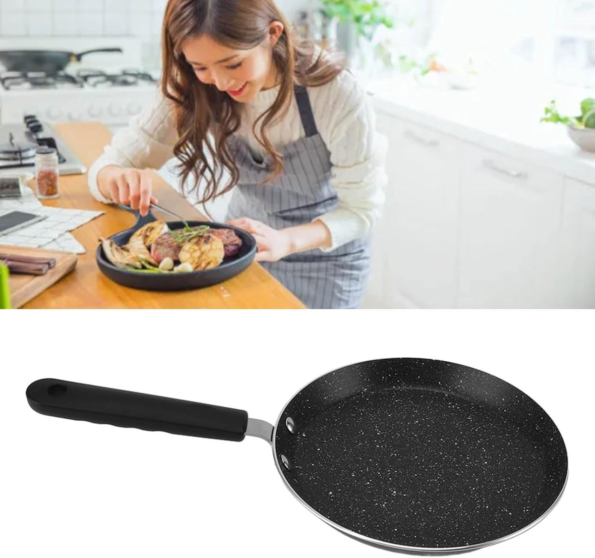 Pannenkoekenpan - Bakplaat - Ontbijt Maken - Gelijkmatige Warmte - 8 inch - Zwart
