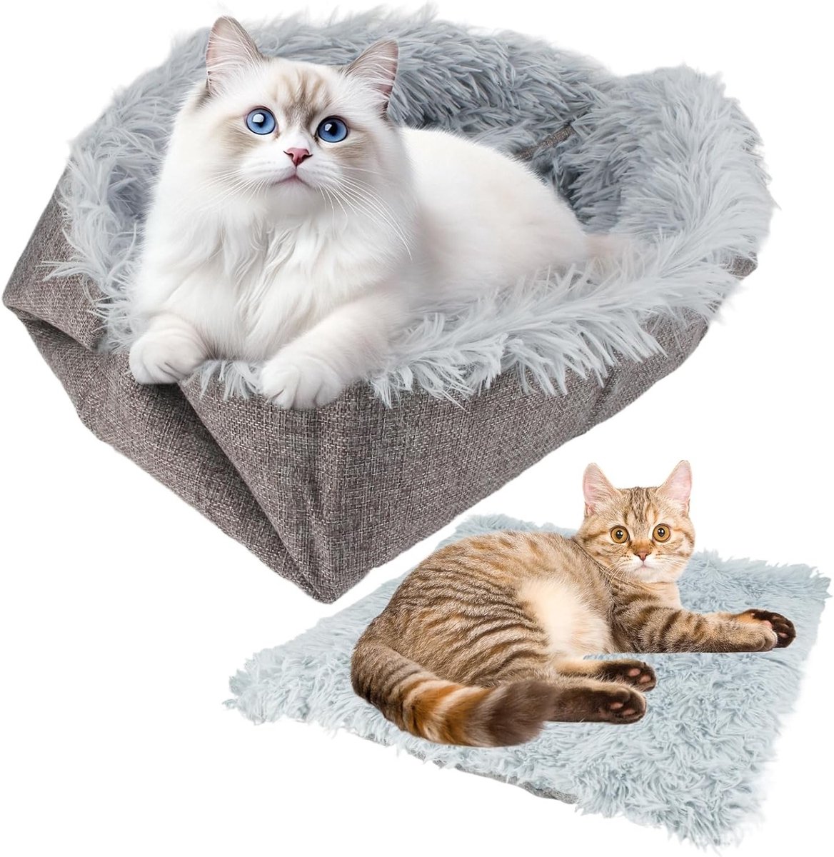 Pluche Zachte Katkussen 2-in-1, 61 x 51 cm, Wasbaar Dierenbed voor Honden en Katten, Ideaal voor Puppy’s en Kittens