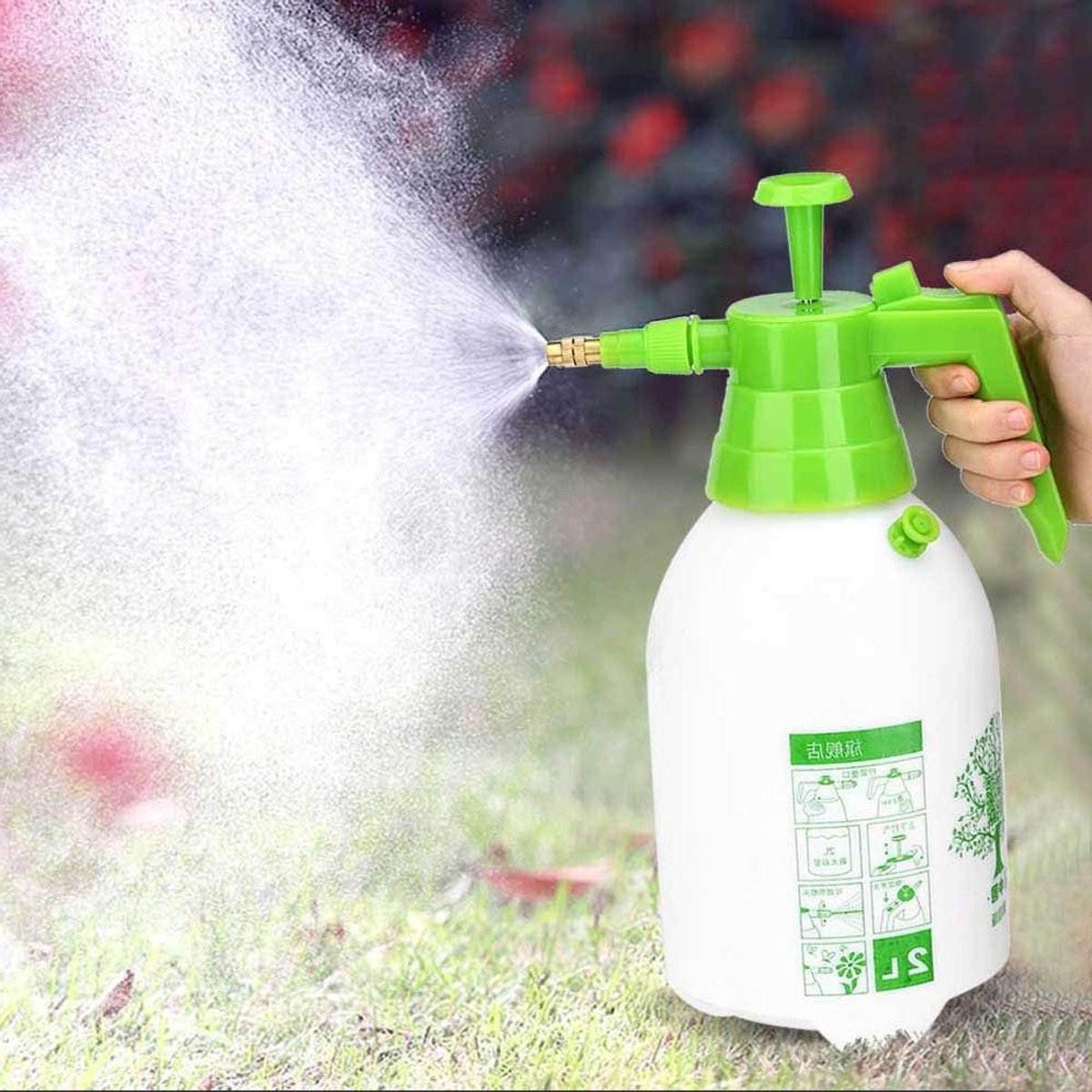 Tuinspuit - Drukspuit Plantenspuit - Planten Besproeien - Verstelbaar Koperen Mondstuk - 2 Liter - Groen
