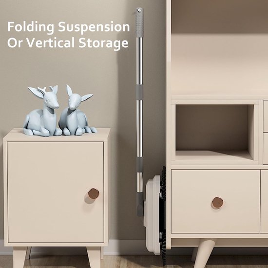 Vloerveger Handmatig - Veegmachine Stofvrij - Efficiënt Schoonmaken - Dubbele Borstel - 102 cm - Wit — afbeelding 3