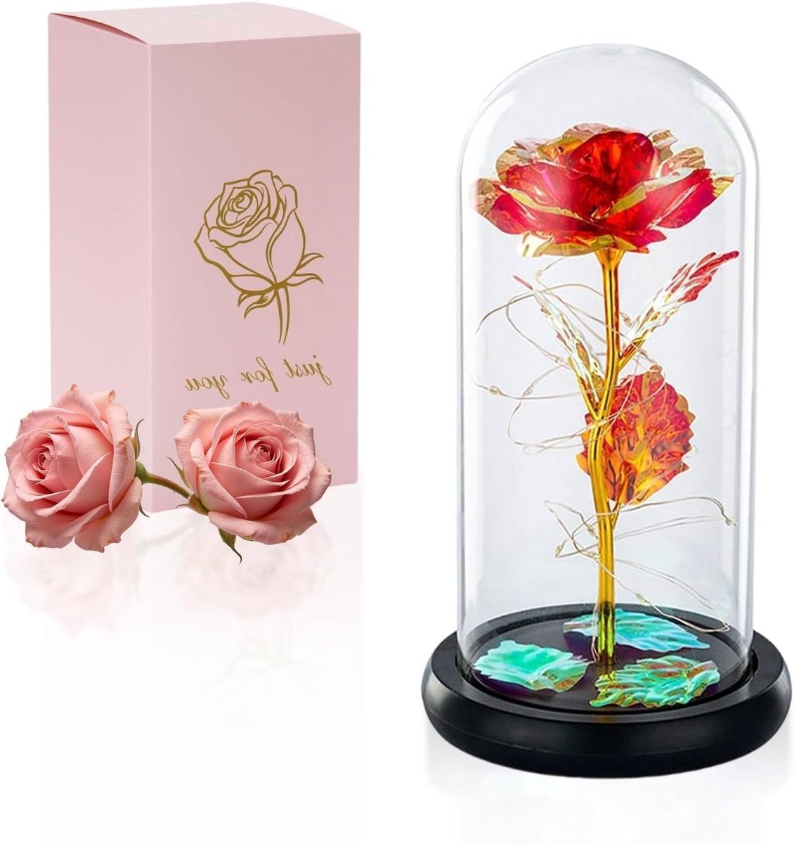 Eternal Crystal LED Rozenlicht voor Moeder, Verjaardag en Valentijnsdag Cadeau voor Vrouw en Vriendin, Uniek Bloemen Geschenk