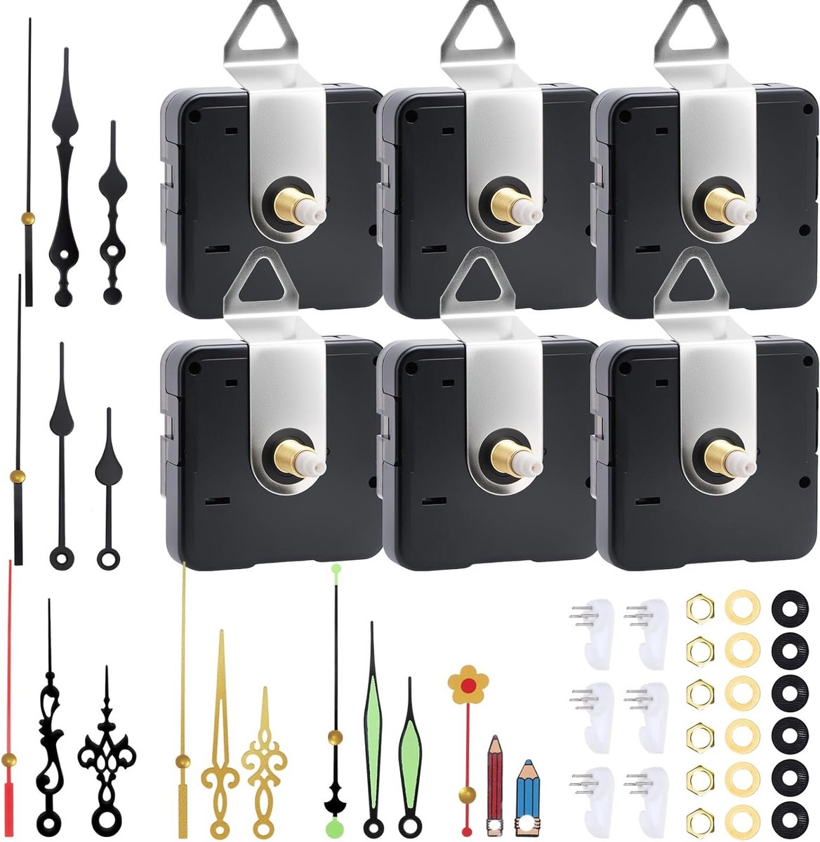 Zesdelige Quartz Klokbeweging met Wijzers - Klok Reparatie Kit en Vervangende Onderdelen voor DIY Projecten en Uurwerken