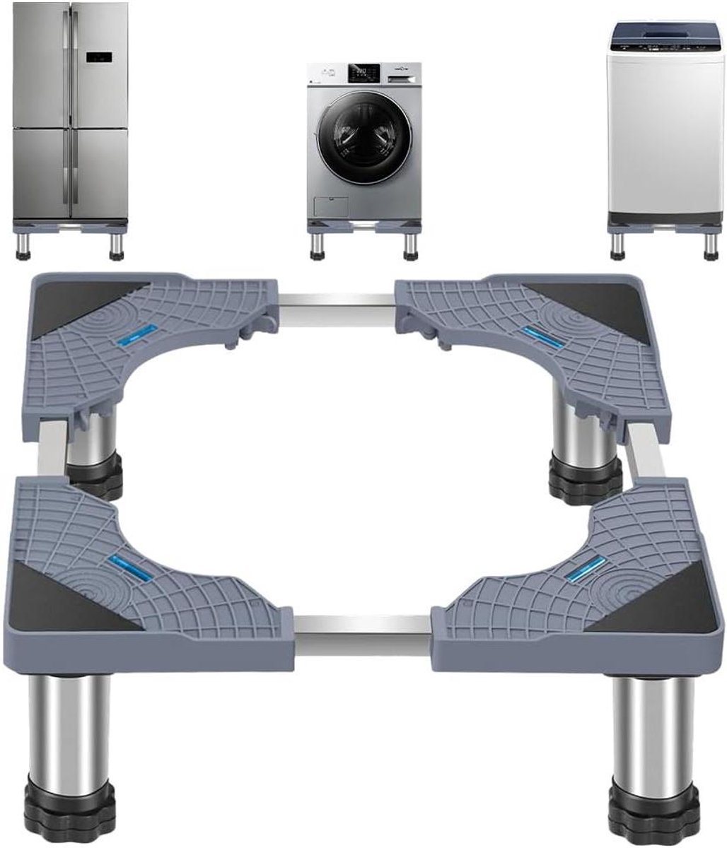 Onderstel Wasmachine - Onderbouw Koelkast Sokkel - Apparaten Stabiliseren - Verstelbare Grootte - 40-60 cm - Zilver