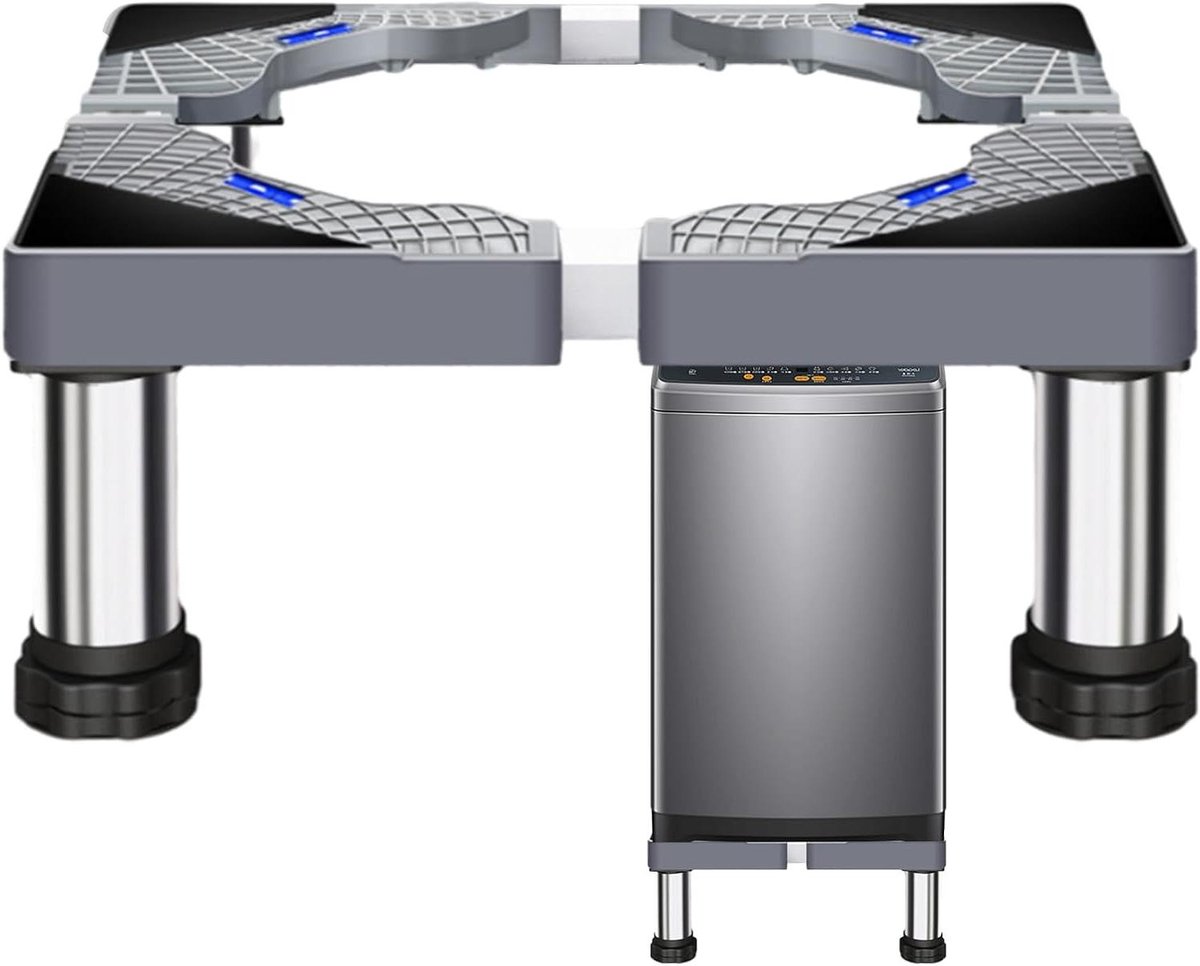 Wasmachine Verhoger - Wasmachine Sokkel - Huishoudelijk Gebruik - Verstelbaar Platform - 40-60 cm - Zilver