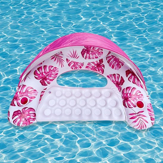 Zwemring met Parasol - Opblaasbare drijver Zwemstoel - Ontspannen in het water - Met bekerhouder en zonnedak - Zie beschrijving — afbeelding 3