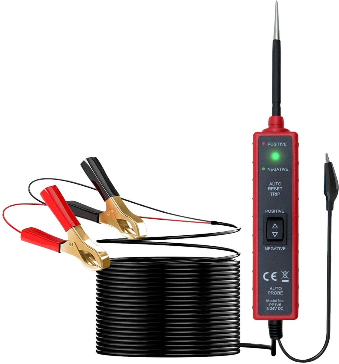 carmdering - Auto Elektrische Testlamp - Voertuig Circuit Tester - Diagnose Tool - Polarity En Continuiteit Test - Kortsluiting Lokalisatie - Robuust Kunststof - Dubbele Waarschuwing - Veilig Tot 7 Ampere - 1 Stuks