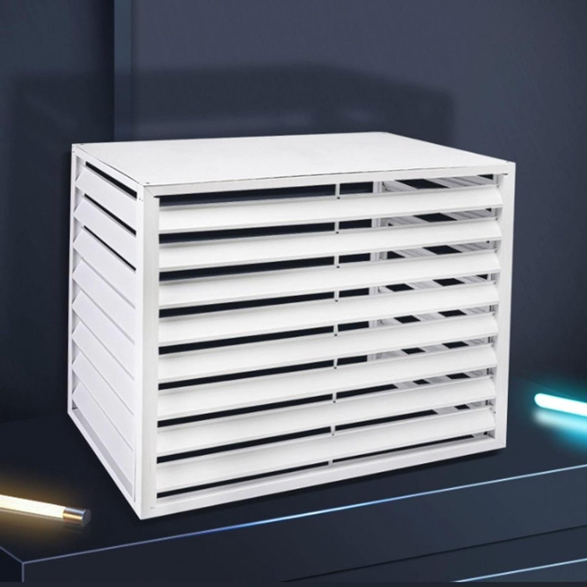Afdekking Buitenunit Airco - Airco Omkasting Buiten - Buitenruimte Opruimen - Robuuste Aluminium Constructie - Universeel - Wit
