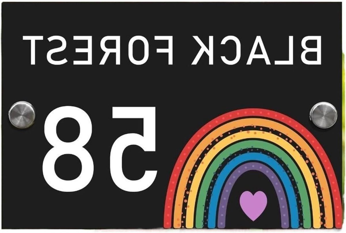 Huisnummer Plaquette - Adresmarkering Tuinhuis - Huisnummer Tonen - Regenboog Ontwerp - 360mm x 270mm - Style 7