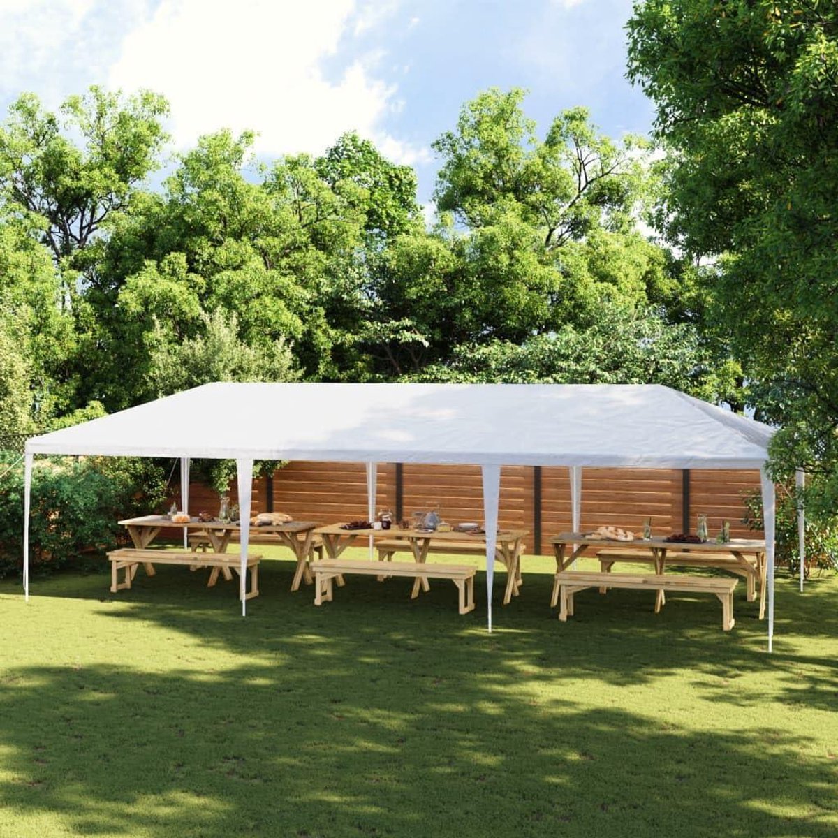 Partytent - Tuinpaviljoen Feesttent - Buitenfeesten Organiseren - UV- en Waterbestendig - 4 x 9 m - Wit