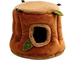 Hamster Bed Grot - Hamsterhuisje Dierenverblijf - Rusten en Spelen - Zachte Flanellen Voering - 27x22x22 cm - Grijs