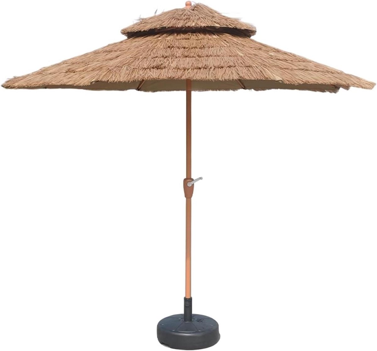Strandparasol - Terrasparasol UV-bescherming - Zonwering Tuin - Rijststro - Hoogteverstelling - Natuurlijk
