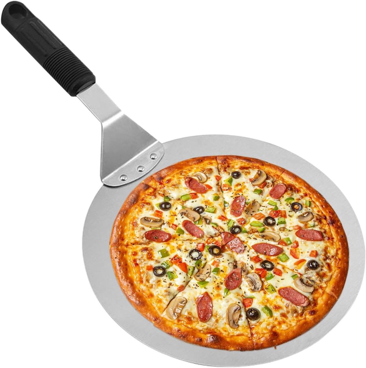 Pizzaschep - Taartschep Broodschep - Bakken Serveren - Antislip Handgreep - 25.4 cm - Zilver