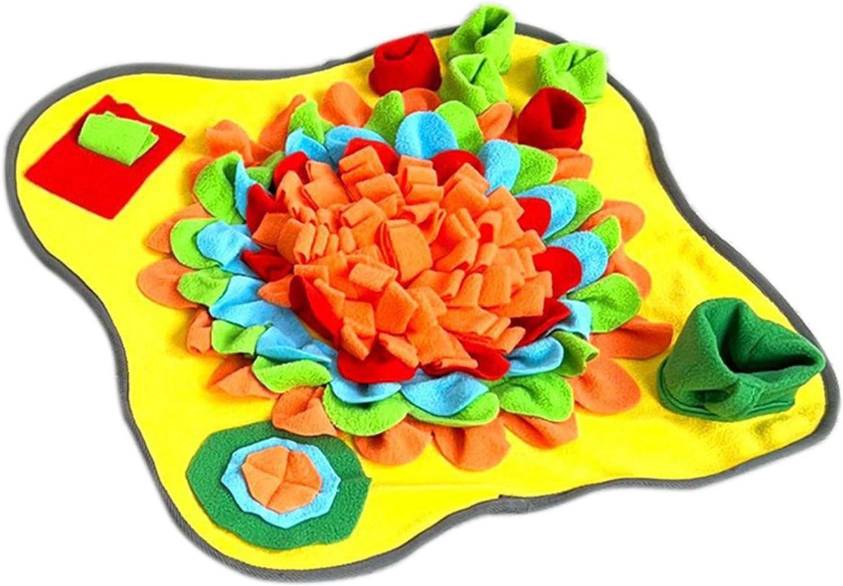 Snuffelmat voor Honden - Voedingsspeelgoed Huisdier - Hond Trainen - Vertraagt Eten - 24 x 23 x 6 cm - Geel