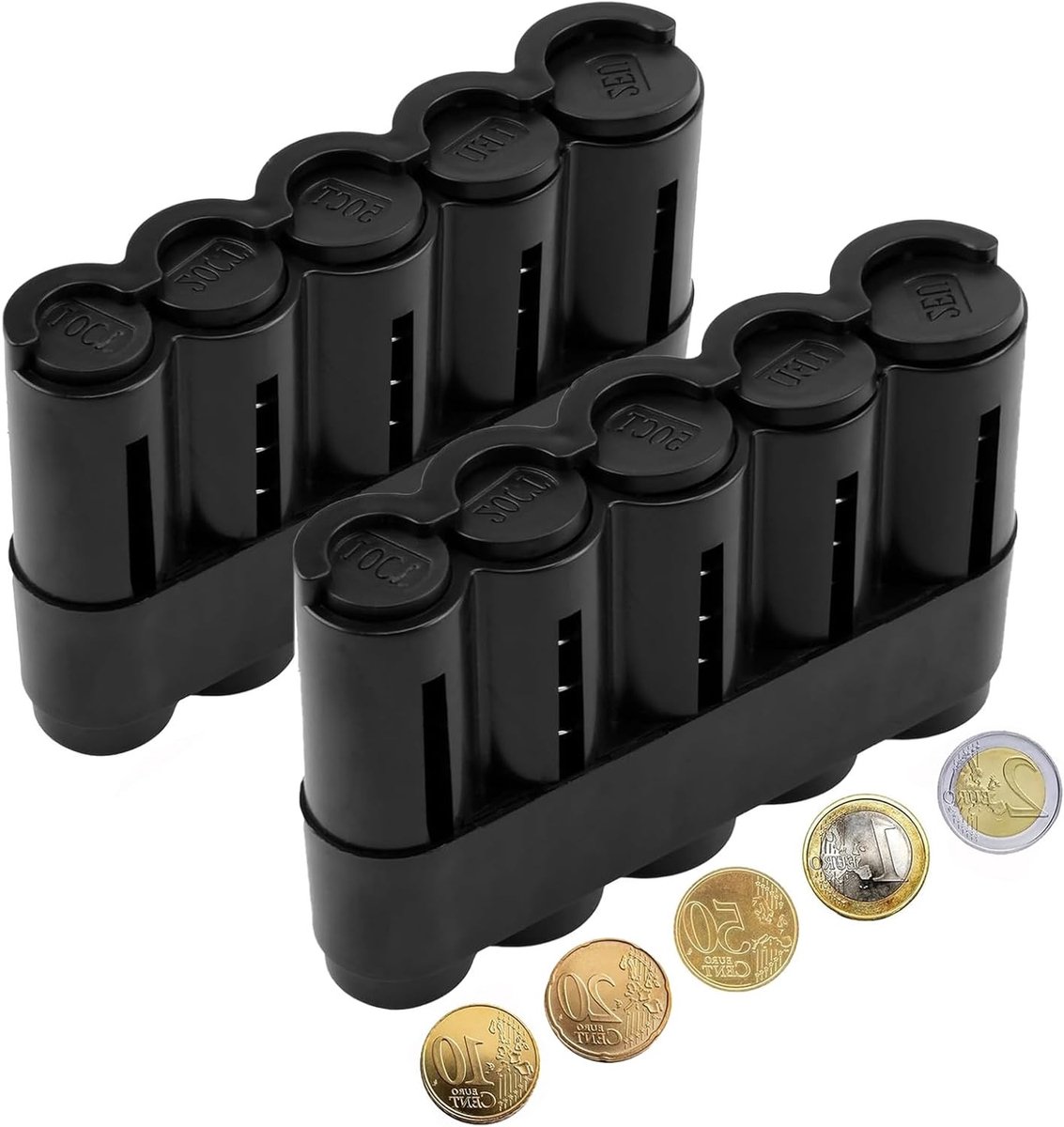 Euro Muntencase met Spiegel, Draagbare Gelddoos met 7 Compartimenten voor Reizen, Geschikt voor Mannen en Vrouwen, Perfect voor 2 Euro tot 2 Cents, Rectangular en Modern Ontwerp, 13 x 8.5 x 3.2 cm