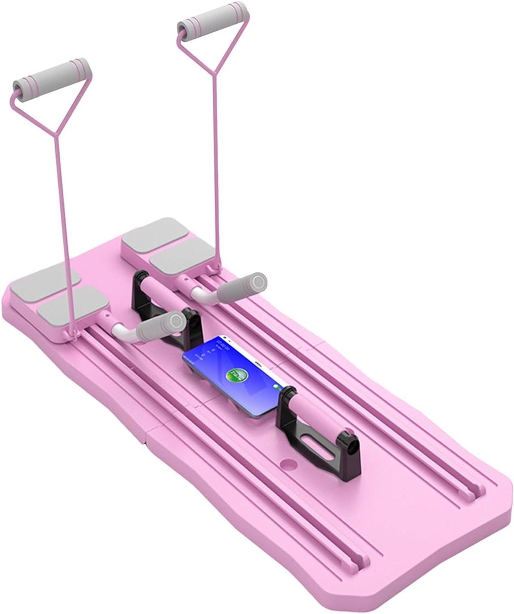 Pilates Trainingsbord - Kracht en toning - Thuis sporten - Met telefoonhouder - 93 cm lang - Roze